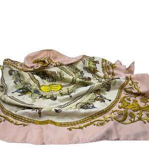Hermès La Promenade de Longchamps Pink Silk Twill Scarf